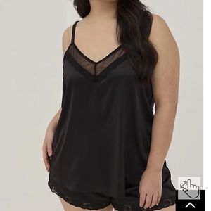 NWOT Torrid Dream Satin Lace Trim Sleeveless Sleep Cami, Black, size 5